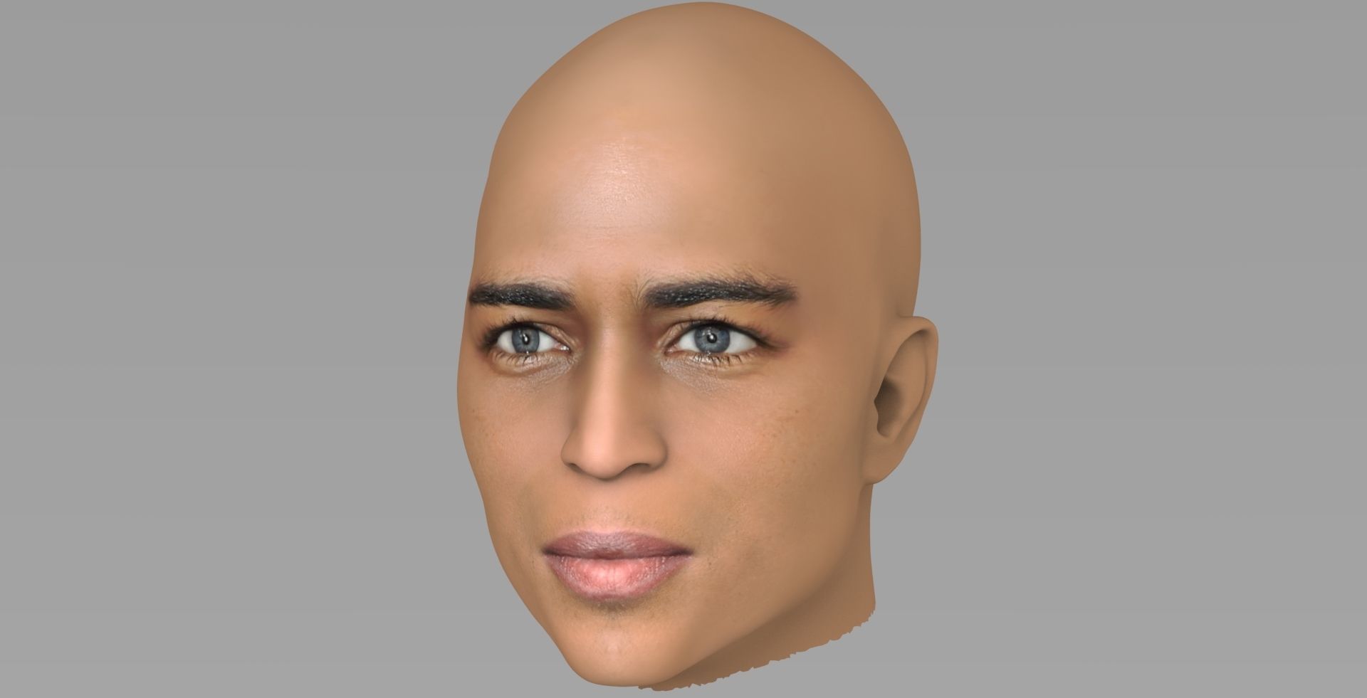 Handsome afroamerican man head TYPE 2 3D model_1