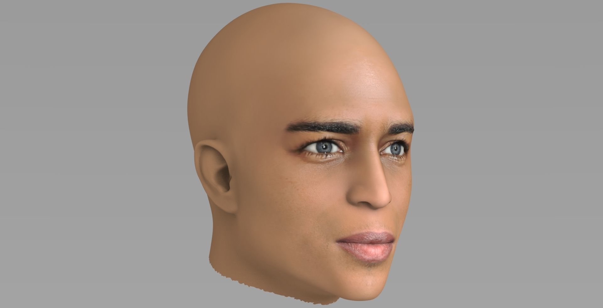 Handsome afroamerican man head TYPE 2 3D model_7