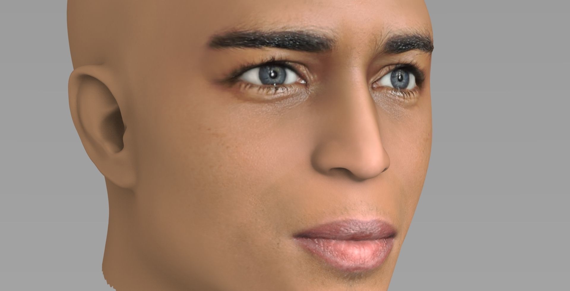 Handsome afroamerican man head TYPE 2 3D model_9