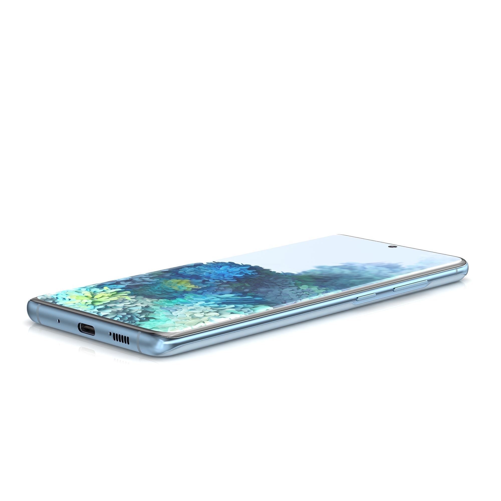 Samsung Galaxy S20 Cloud Blue Low-poly 3D model_9
