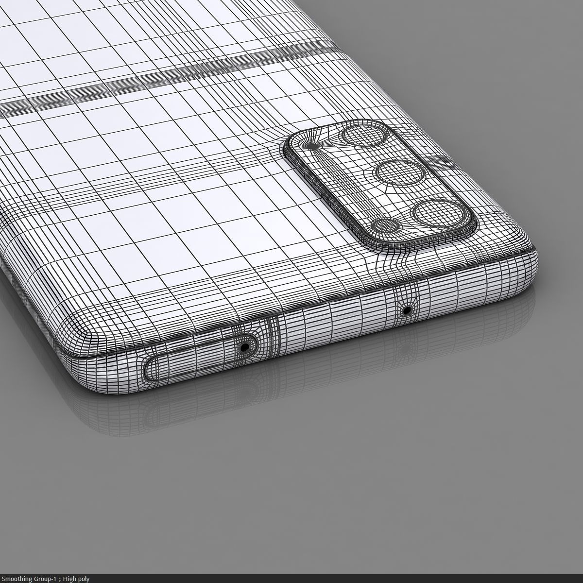 Samsung Galaxy S20 Cloud Blue Low-poly 3D model_46