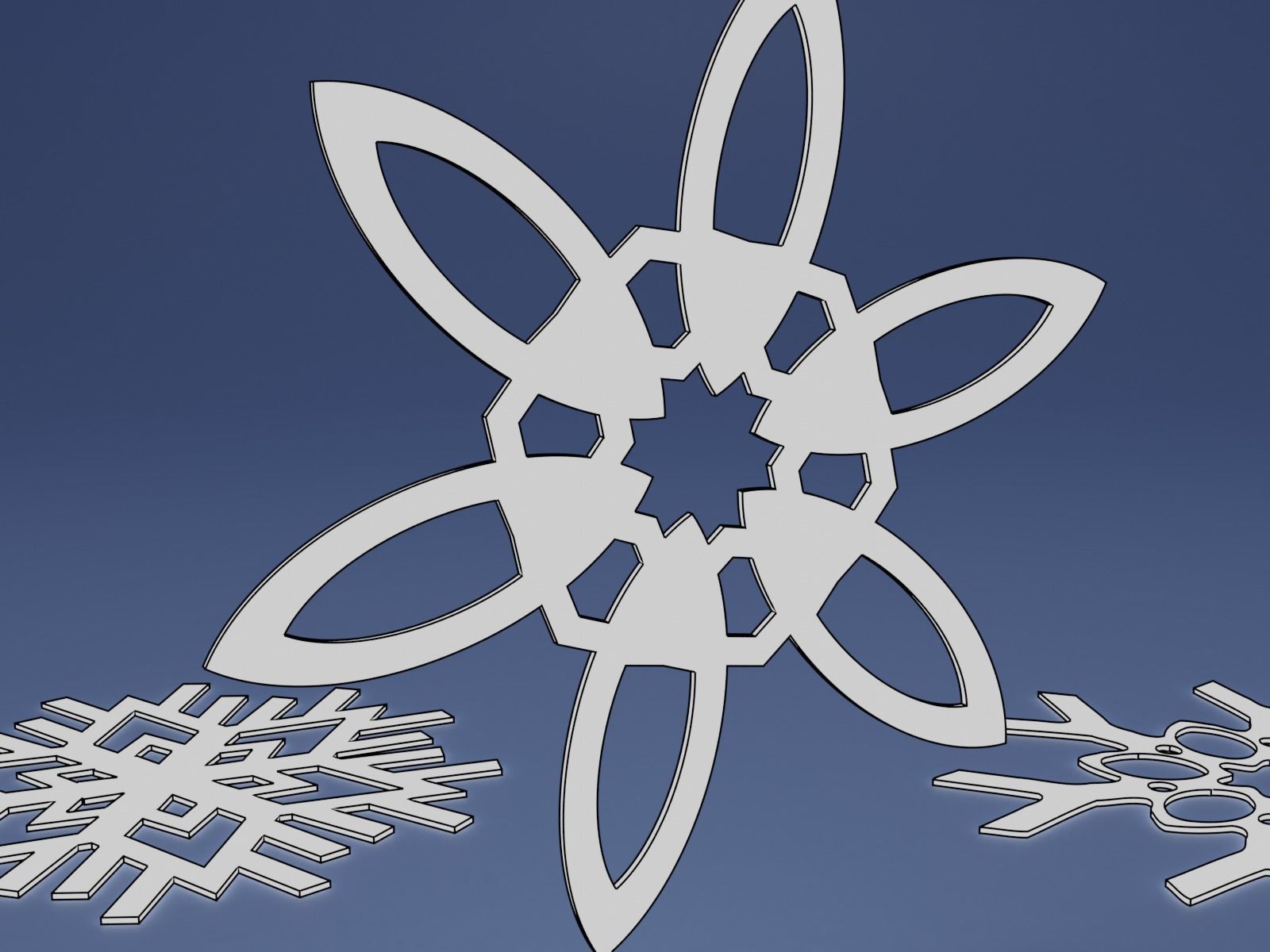 snowflake decoration ornament coaster 3D print model_1