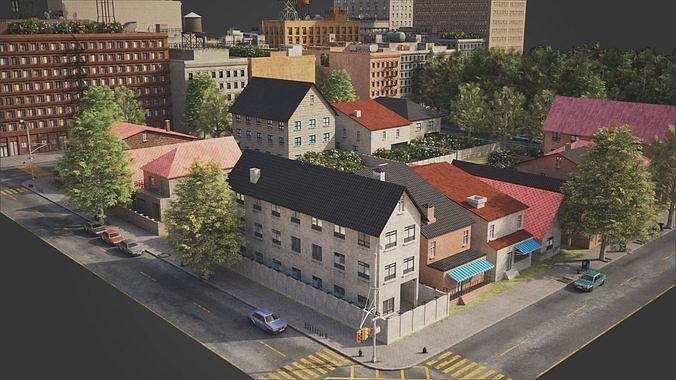 Realistic City District A16-R17 MAYA Low-poly 3D model 7