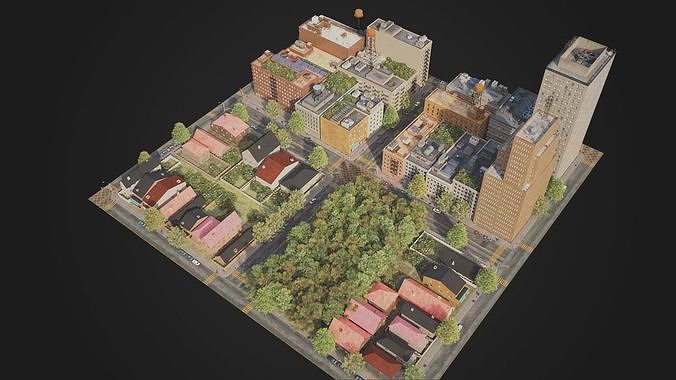 Realistic City District A16-R17 MAYA Low-poly 3D model 4