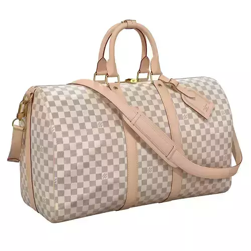Louis Vuitton Bag Keepall Bandouliere 45 Damier Azur Canvas Low-poly 3D model