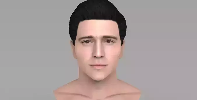 Handsome brunette man bust for full color 3D printing TYPE 3