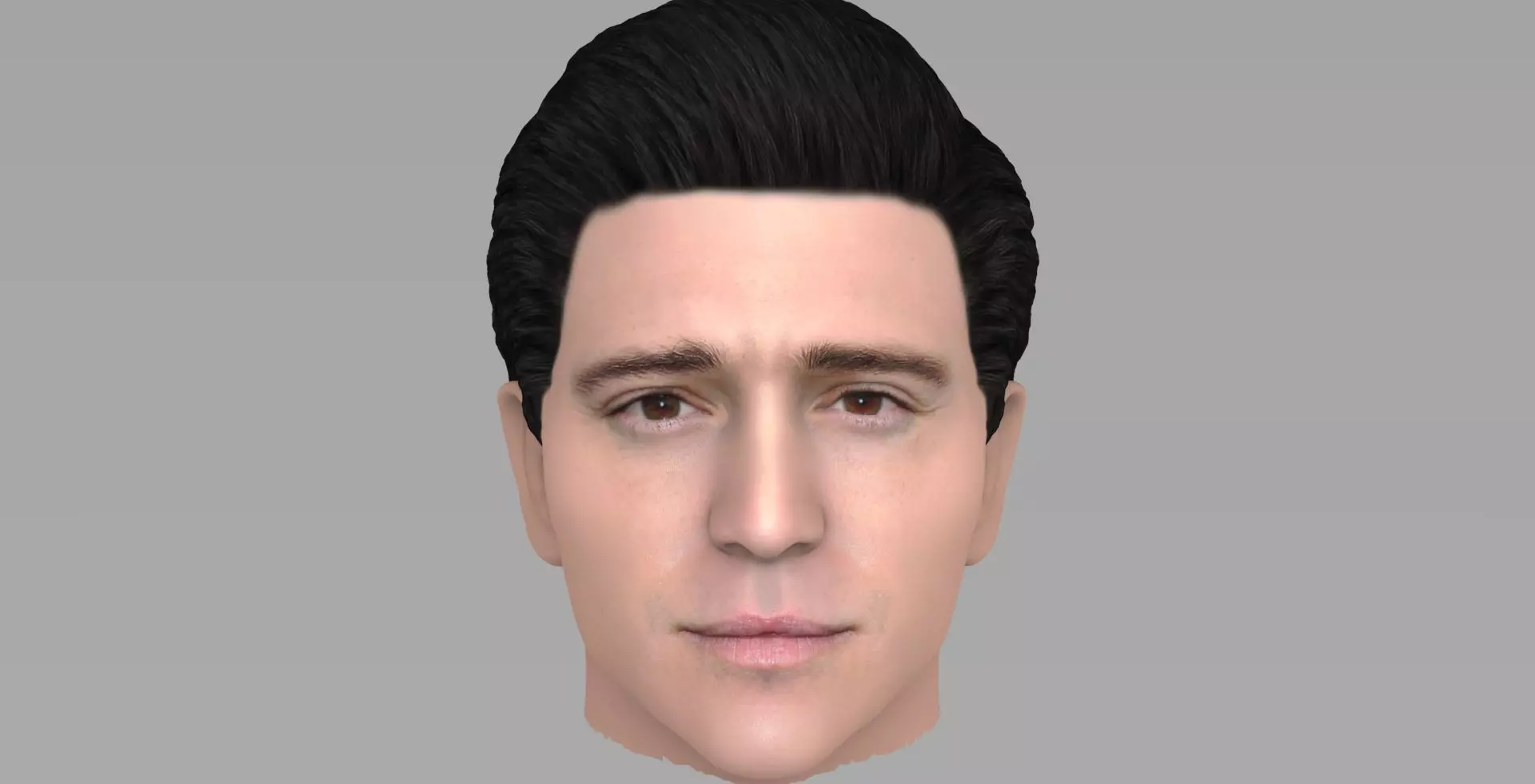 Handsome brunette man head TYPE 3 3D model_0