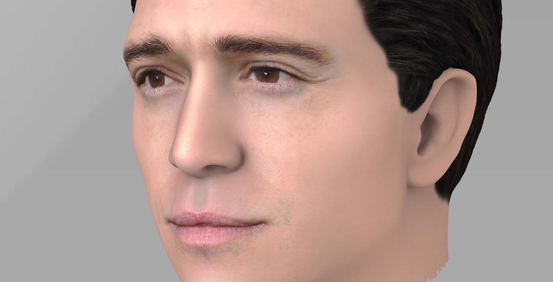 Handsome brunette man head TYPE 3 3D model_9