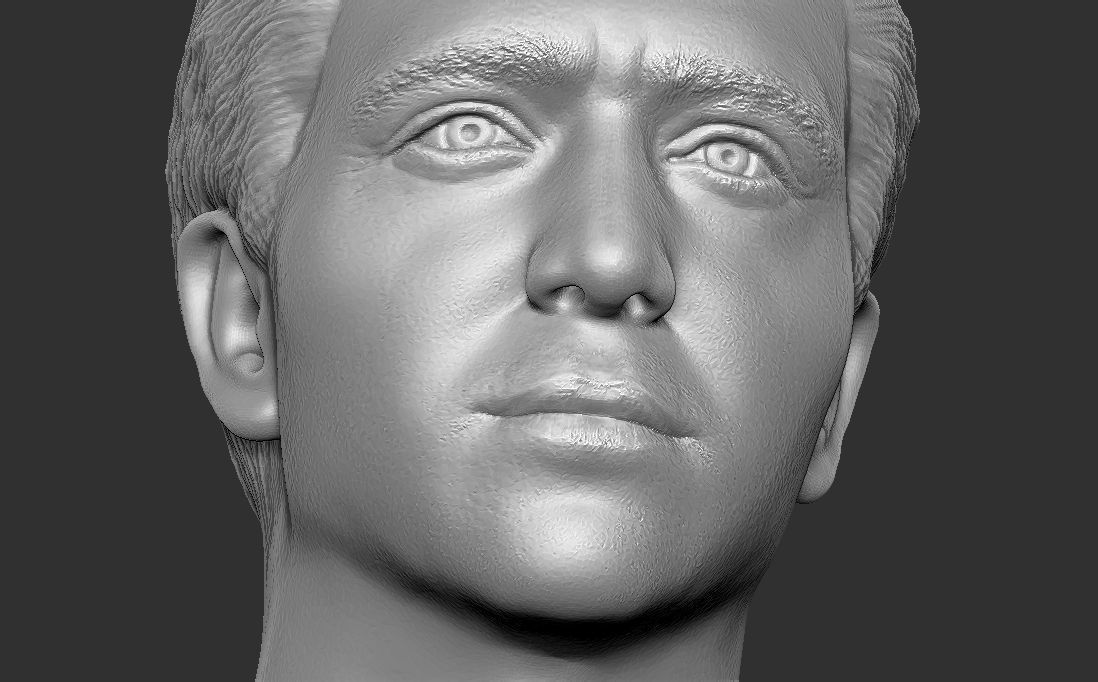 Handsome brunette man head TYPE 3 3D model_29