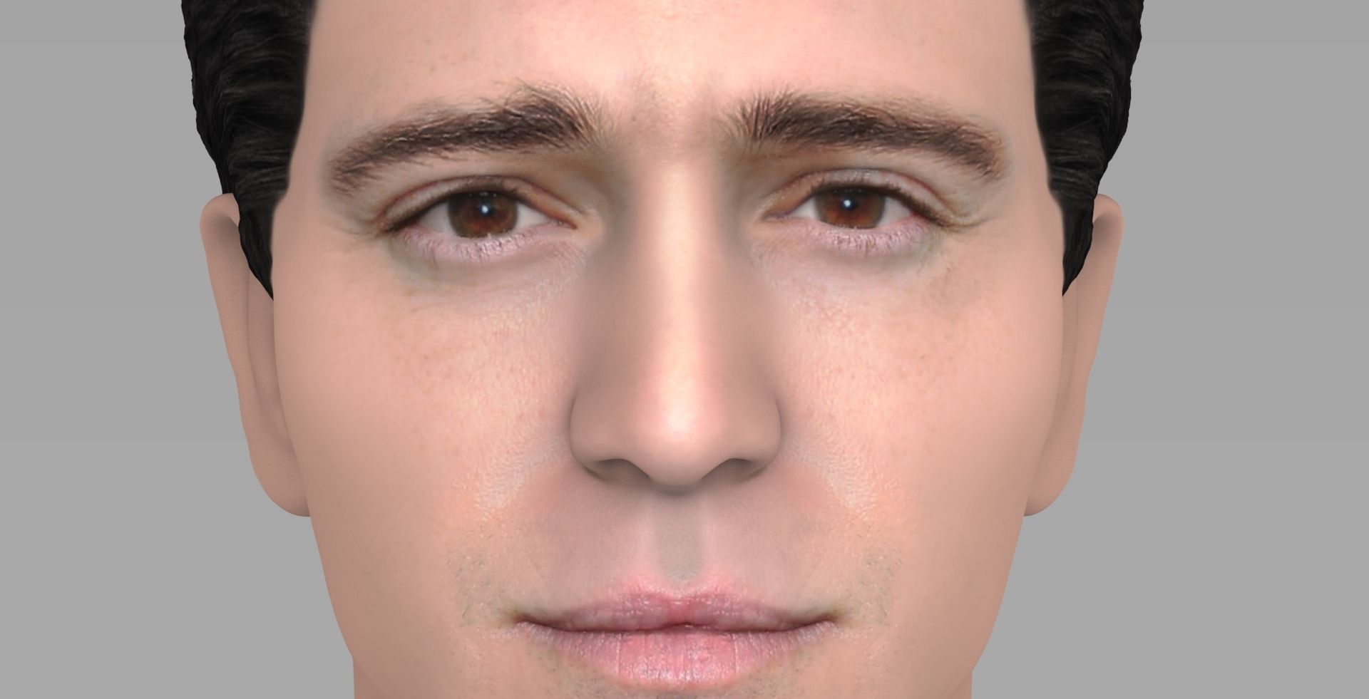 Handsome brunette man head TYPE 3 3D model_8