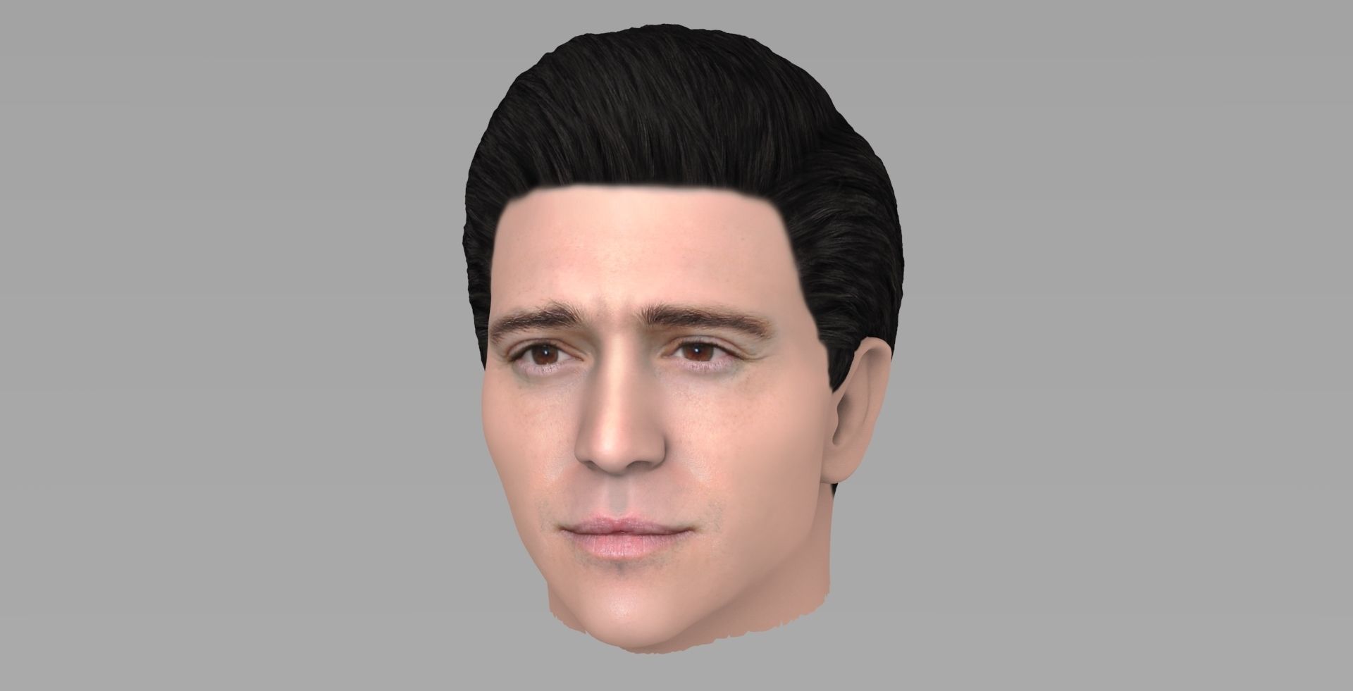 Handsome brunette man head TYPE 3 3D model_1