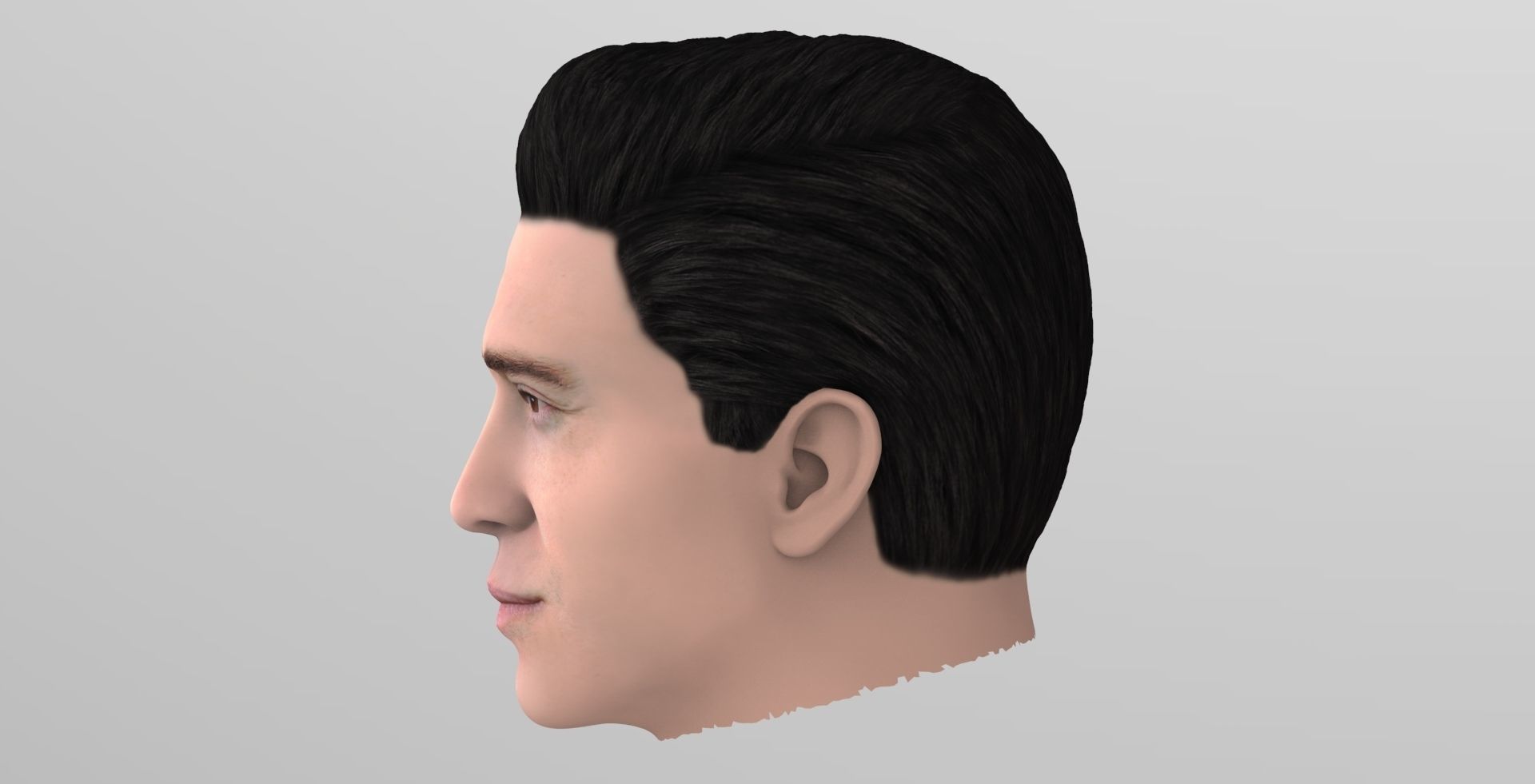 Handsome brunette man head TYPE 3 3D model_3