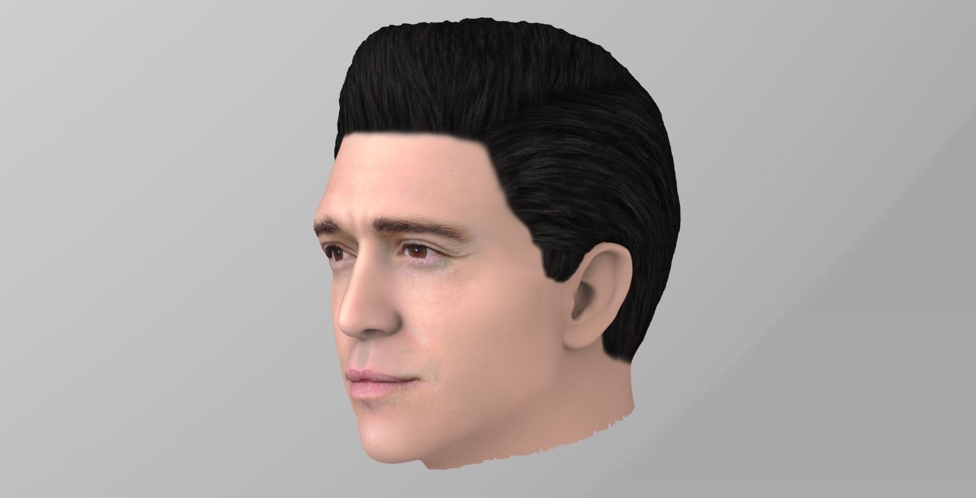 Handsome brunette man head TYPE 3 3D model_2