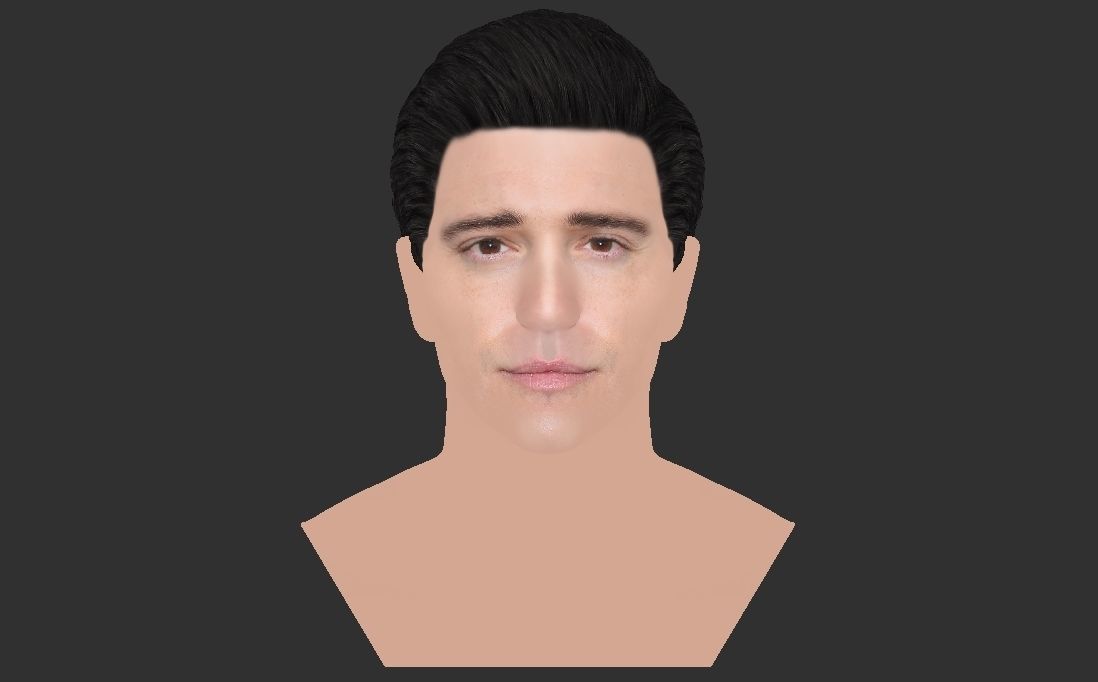 Handsome brunette man head TYPE 3 3D model_15