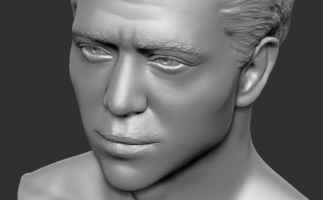 Handsome brunette man head TYPE 3 3D model_33