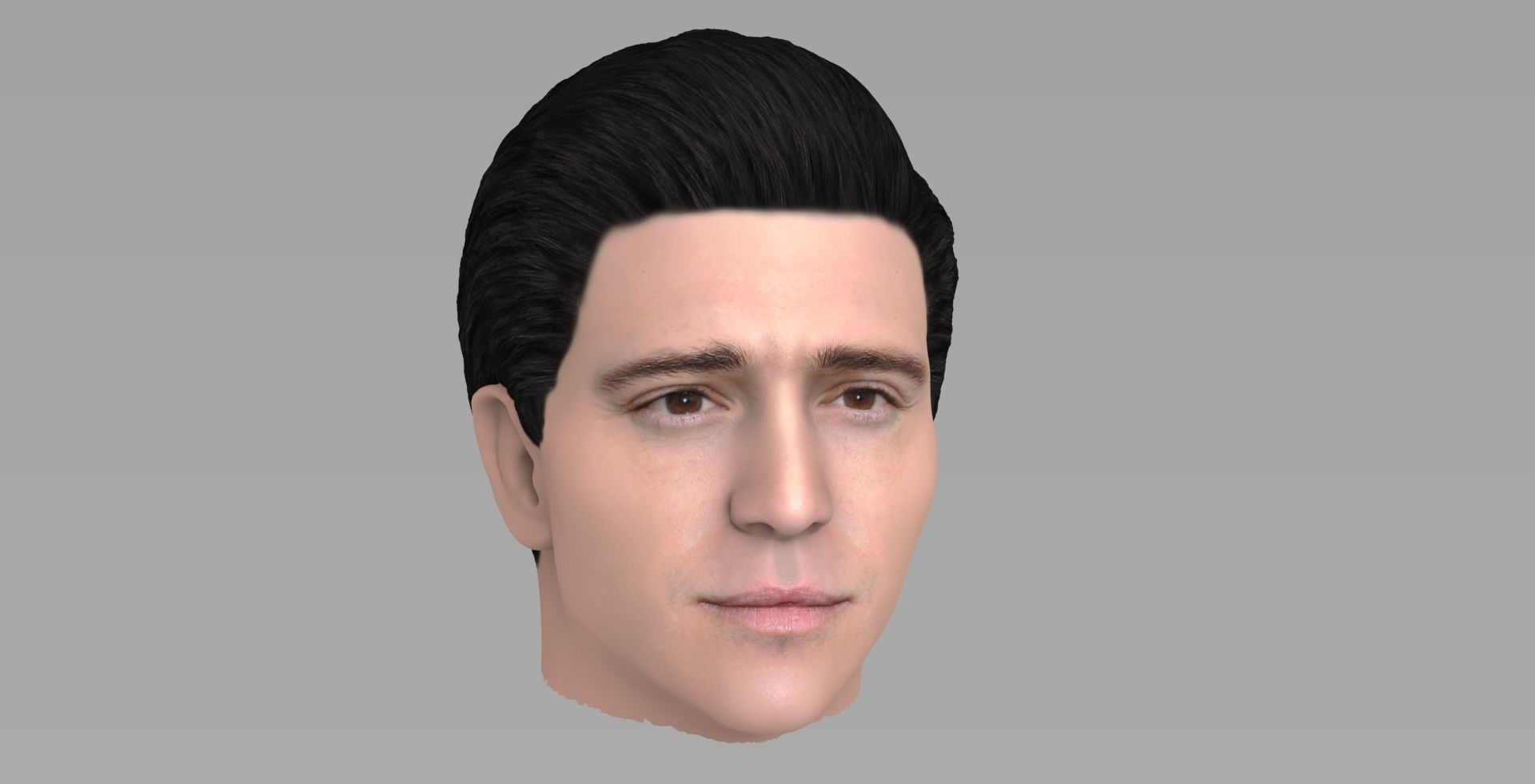 Handsome brunette man head TYPE 3 3D model_7