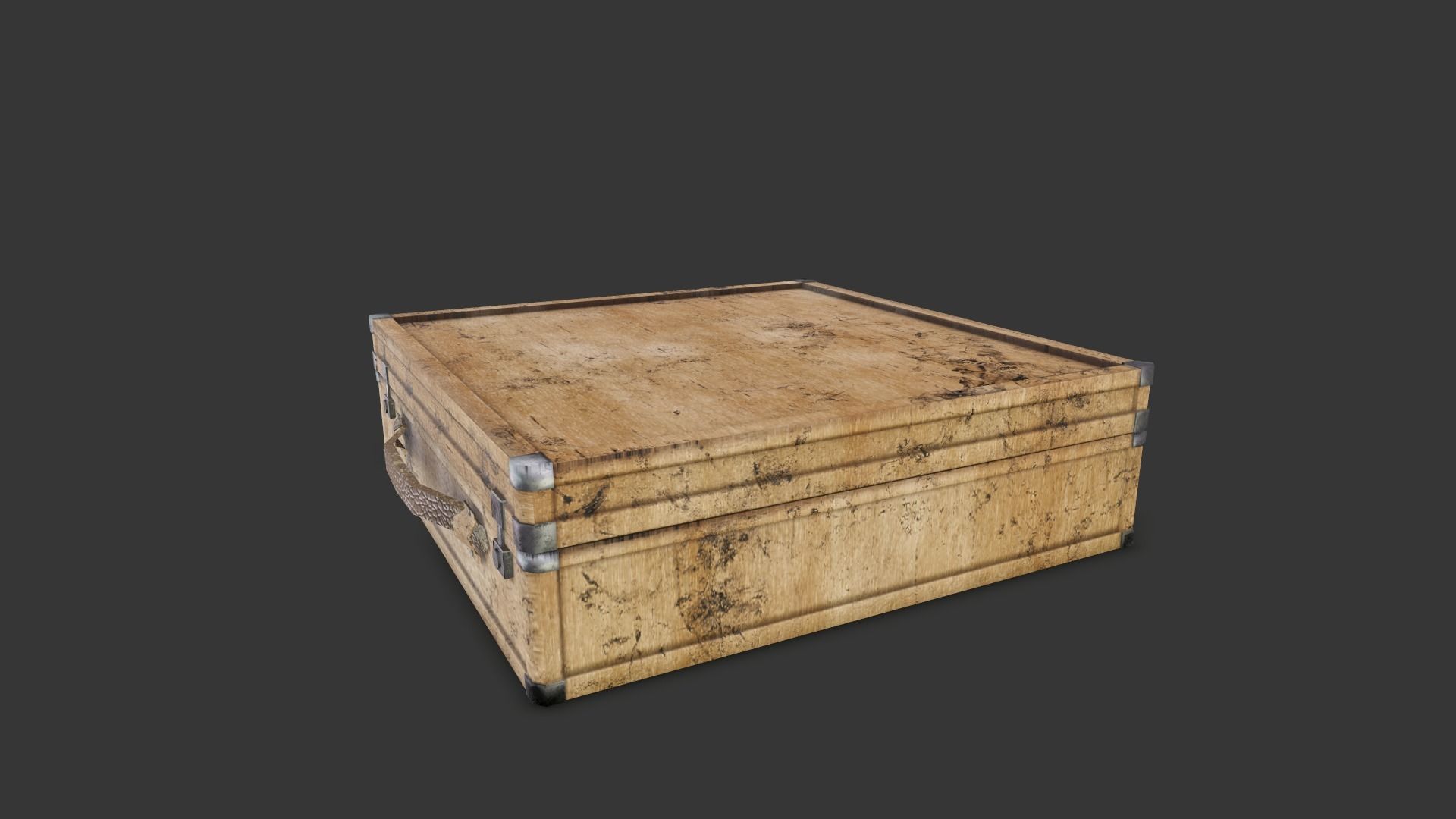 Game ready old wooden suitcase Low-poly 3D model_3