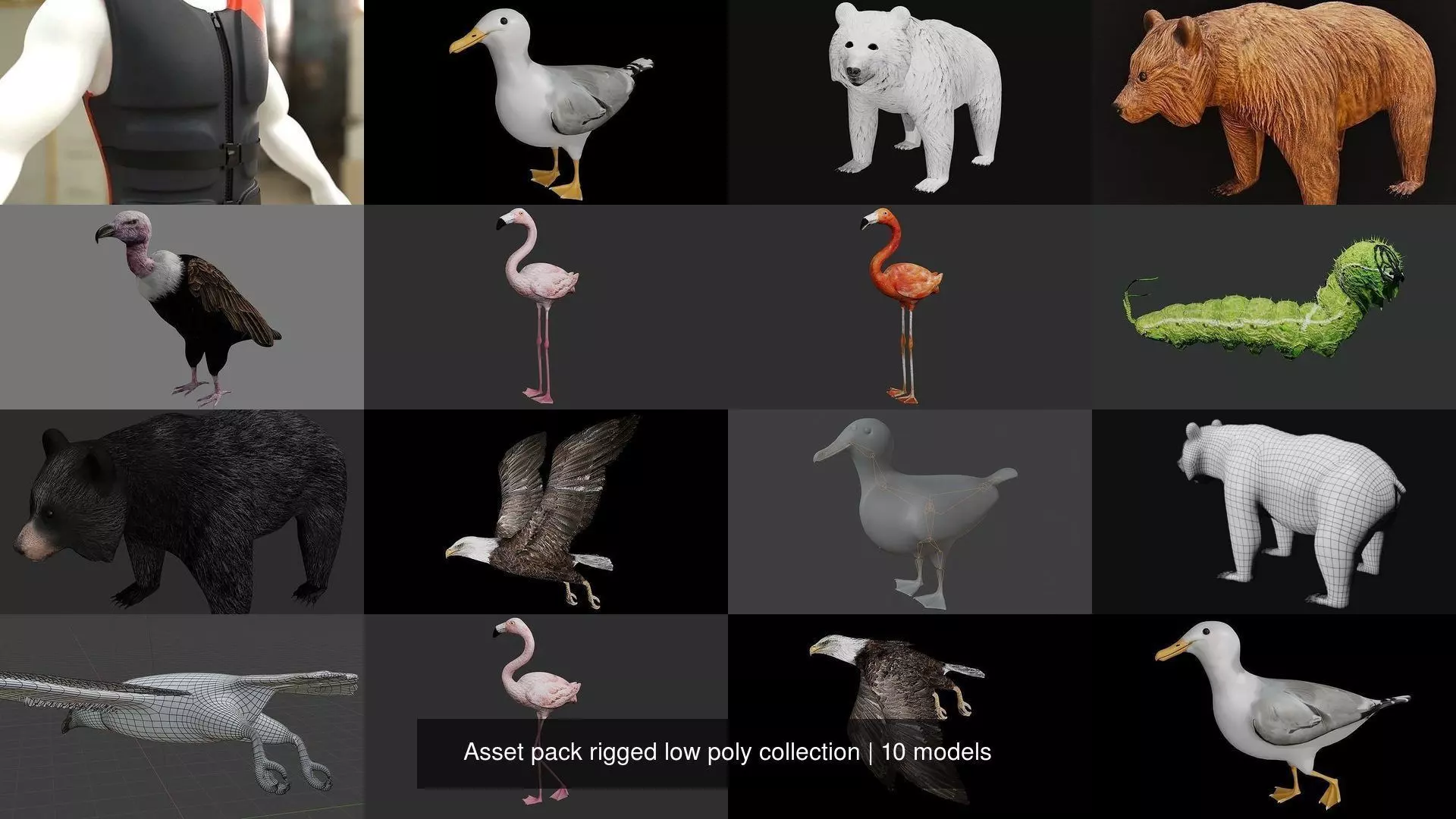 Asset pack rigged low poly collection _0