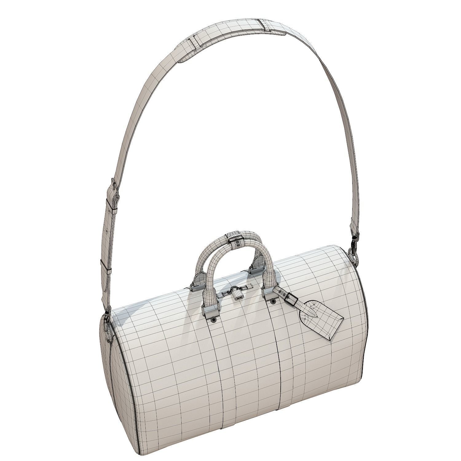 Louis Vuitton Bag Keepall Bandouliere 45 Monogram Canvas Low-poly 3D model_15