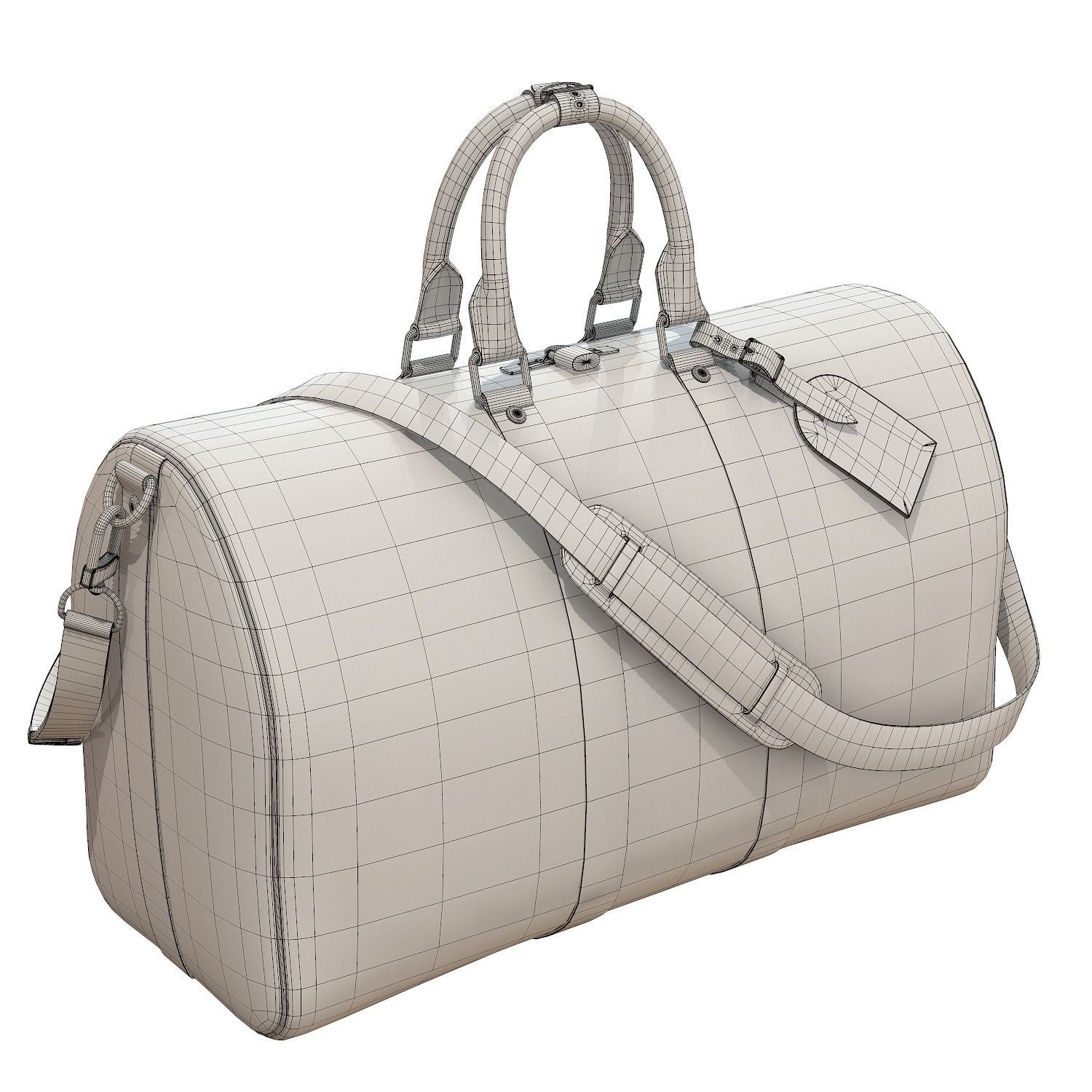 Louis Vuitton Bag Keepall Bandouliere 45 Monogram Canvas Low-poly 3D model_12