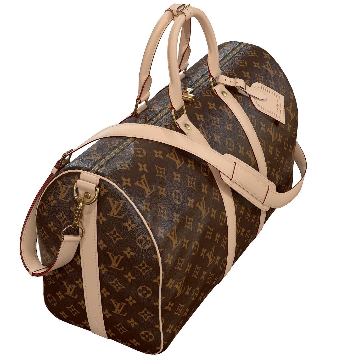 Louis Vuitton Bag Keepall Bandouliere 45 Monogram Canvas Low-poly 3D model_9