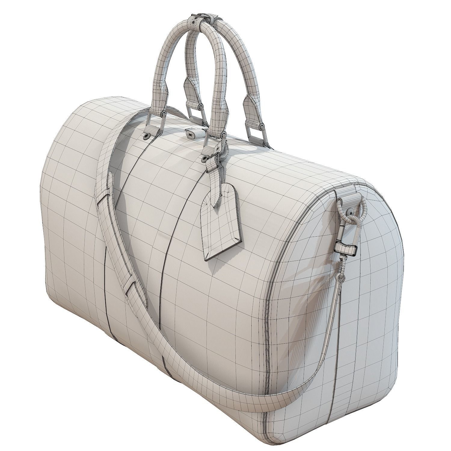 Louis Vuitton Bag Keepall Bandouliere 45 Monogram Canvas Low-poly 3D model_13