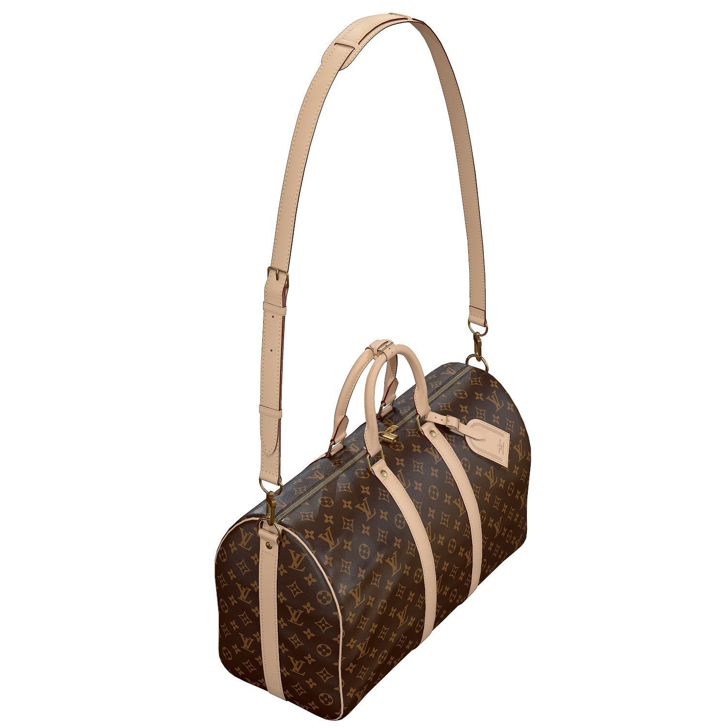 Louis Vuitton Bag Keepall Bandouliere 45 Monogram Canvas Low-poly 3D model_7