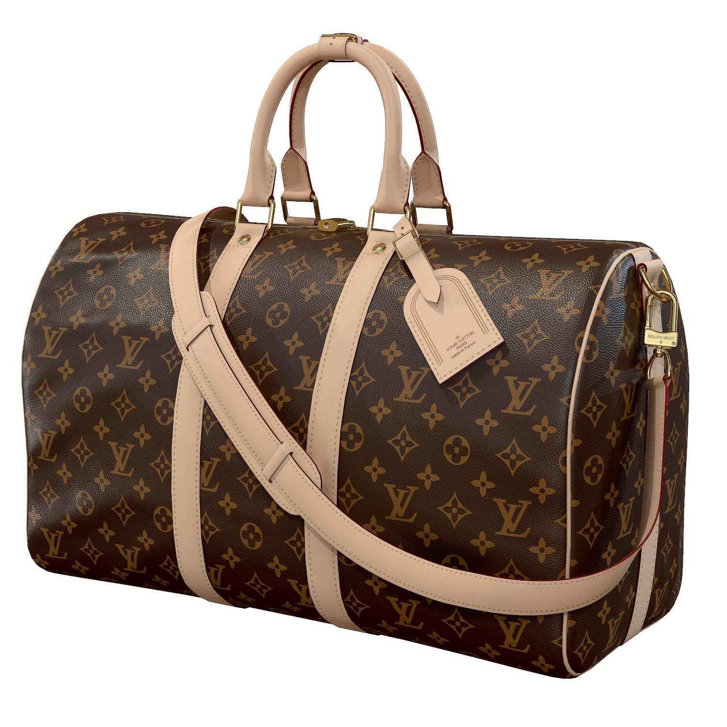 Louis Vuitton Bag Keepall Bandouliere 45 Monogram Canvas Low-poly 3D model_1