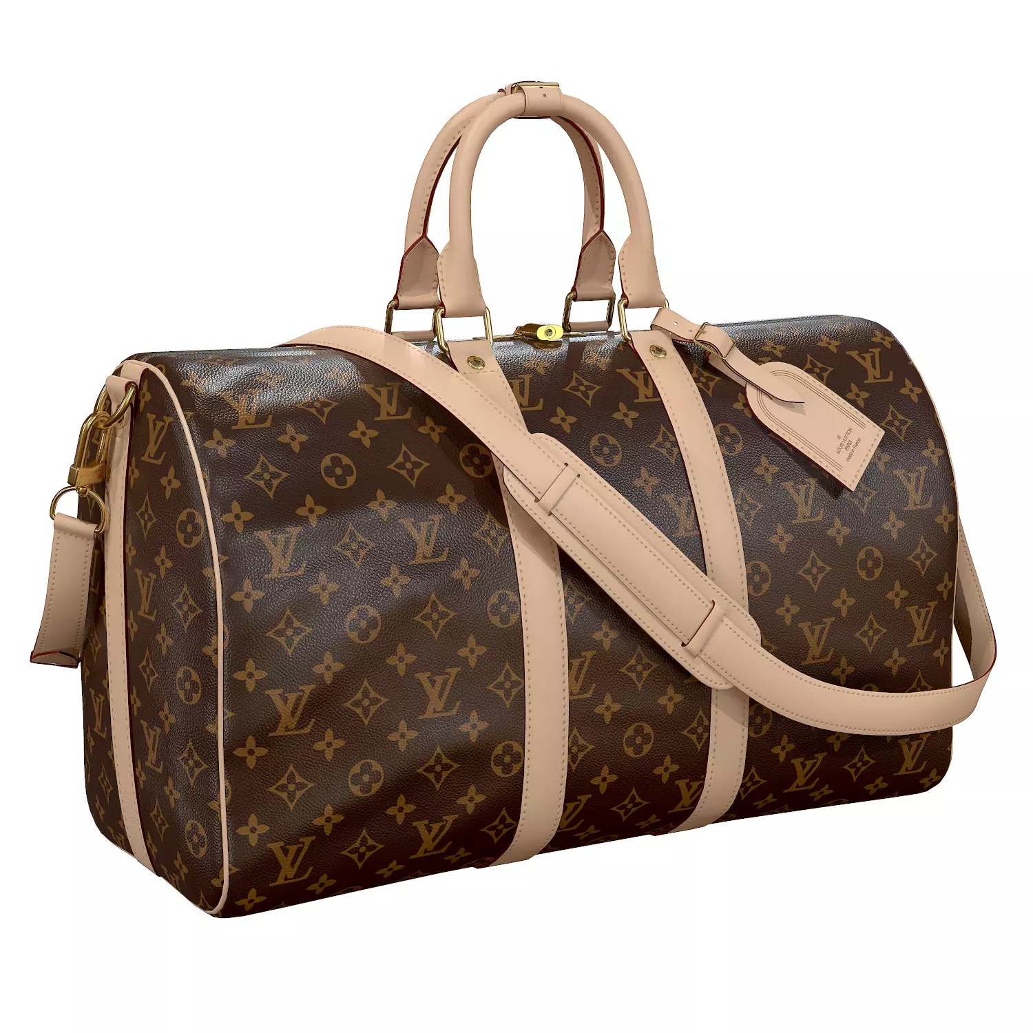 Louis Vuitton Bag Keepall Bandouliere 45 Monogram Canvas Low-poly 3D model_0