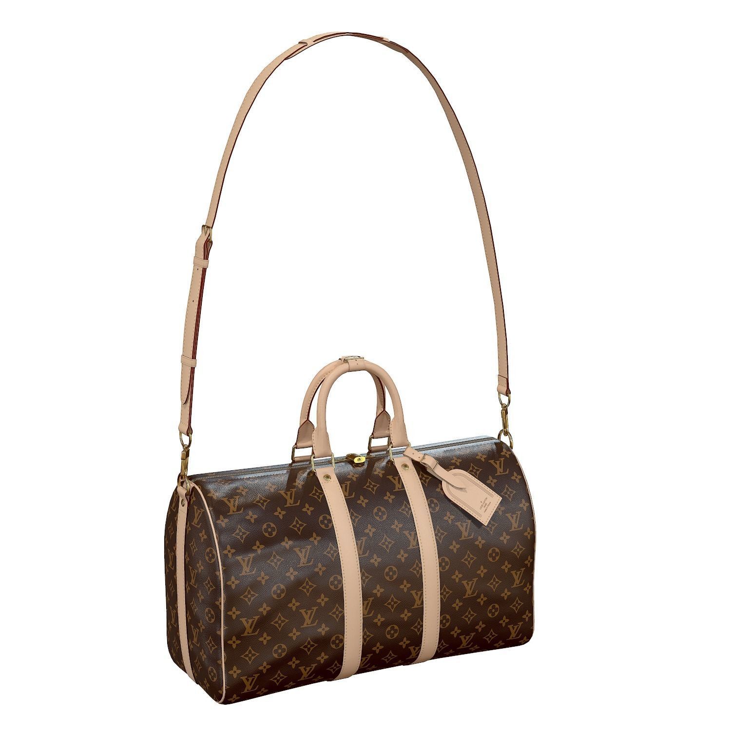 Louis Vuitton Bag Keepall Bandouliere 45 Monogram Canvas Low-poly 3D model_3
