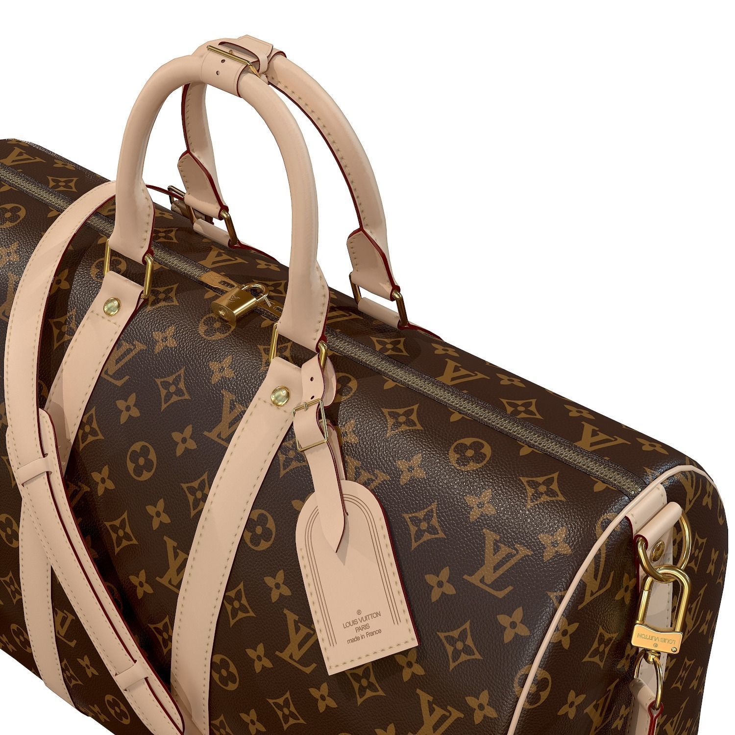 Louis Vuitton Bag Keepall Bandouliere 45 Monogram Canvas Low-poly 3D model_8