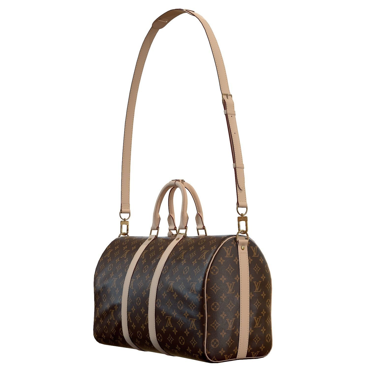 Louis Vuitton Bag Keepall Bandouliere 45 Monogram Canvas Low-poly 3D model_6