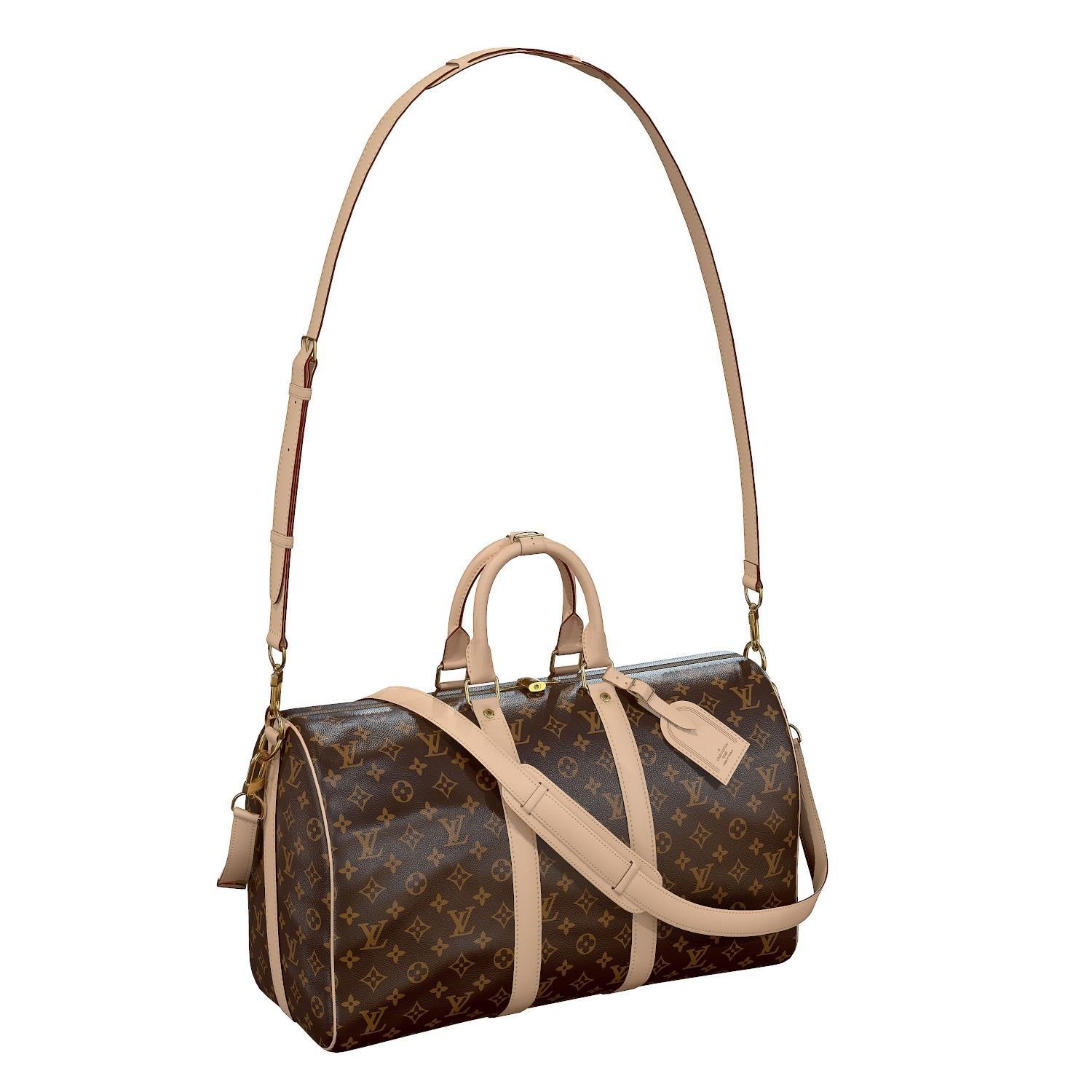Louis Vuitton Bag Keepall Bandouliere 45 Monogram Canvas Low-poly 3D model_2