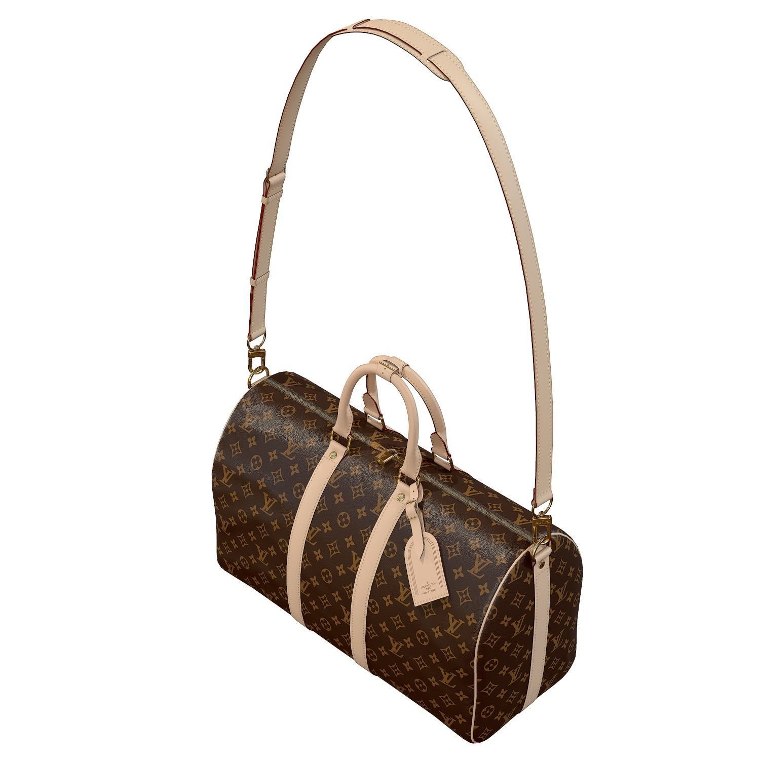 Louis Vuitton Bag Keepall Bandouliere 45 Monogram Canvas Low-poly 3D model_5