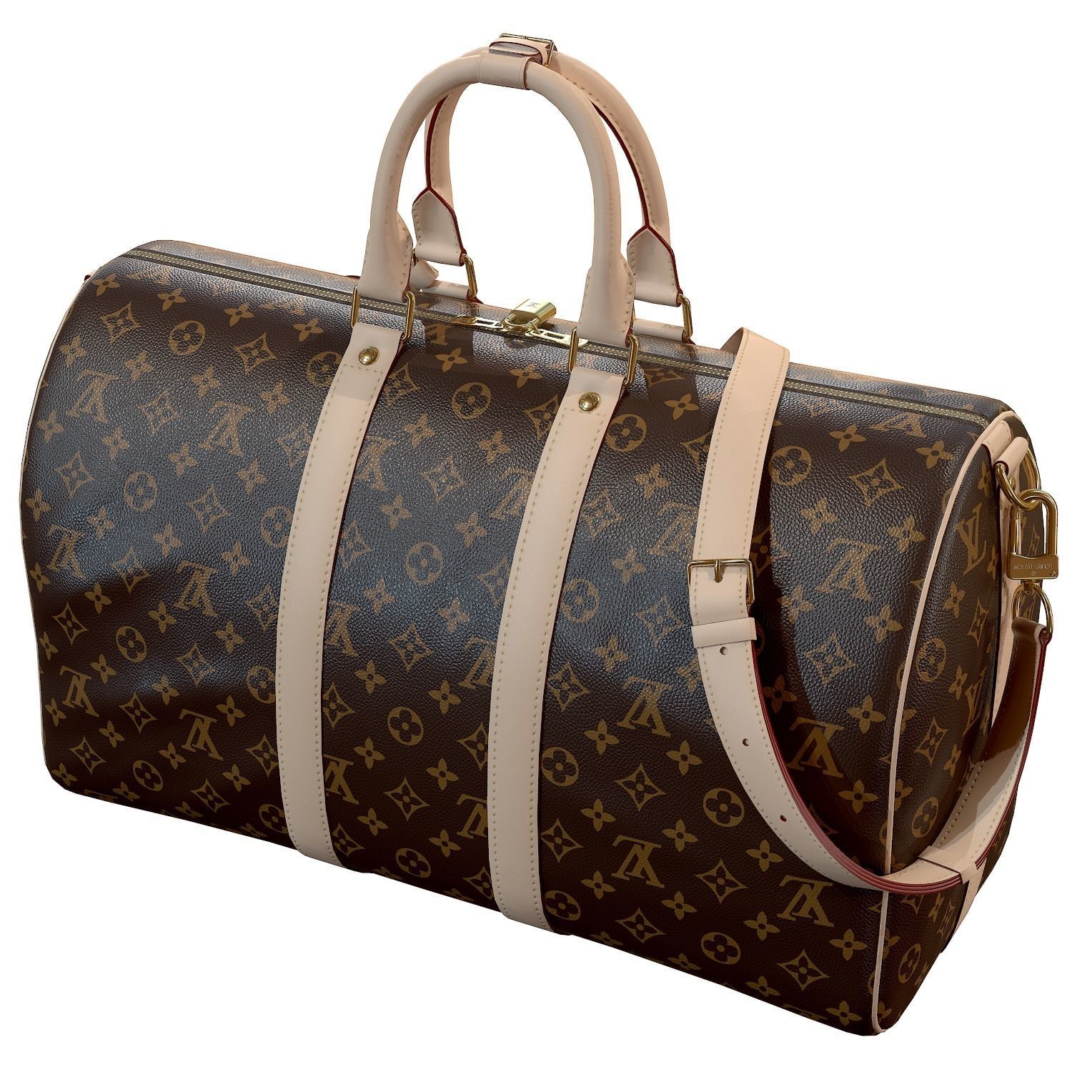 Louis Vuitton Bag Keepall Bandouliere 45 Monogram Canvas Low-poly 3D model_11