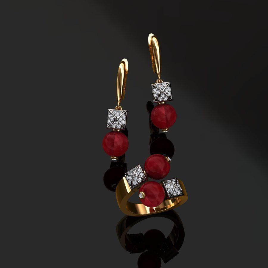Ring and Earrings  3D print model_8