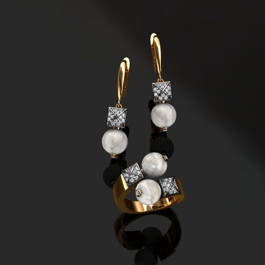 Ring and Earrings  3D print model_4