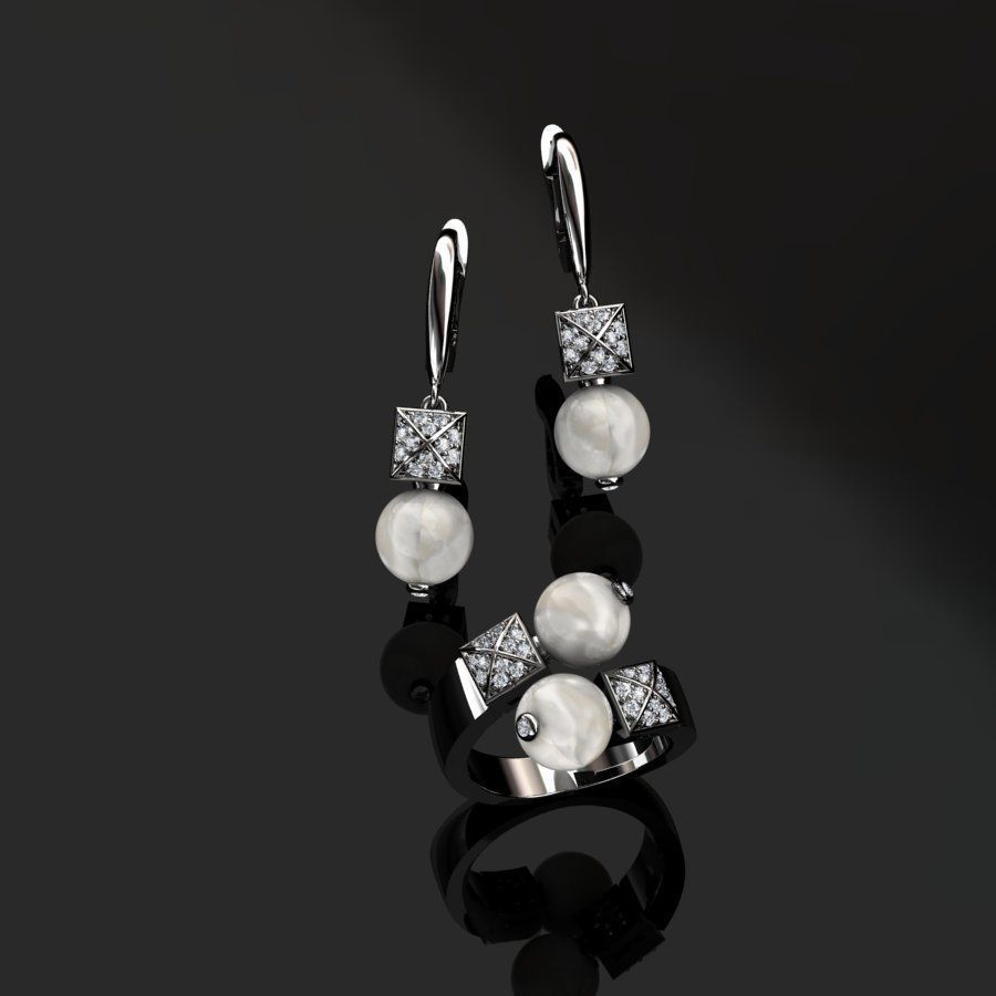 Ring and Earrings  3D print model_7