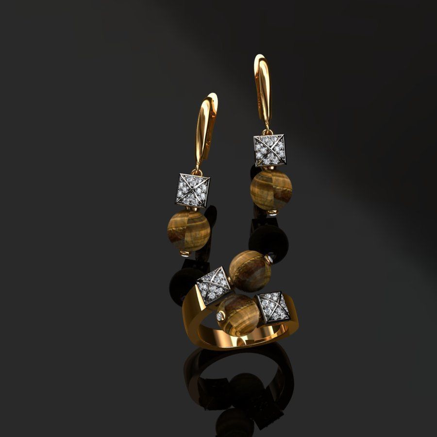 Ring and Earrings  3D print model_6