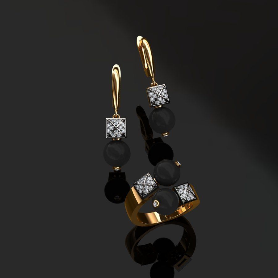 Ring and Earrings  3D print model_9