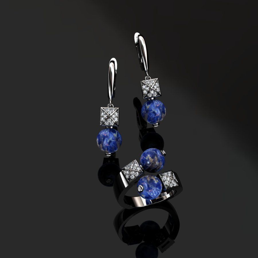 Ring and Earrings  3D print model_10