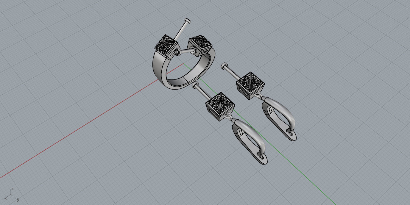 Ring and Earrings  3D print model_15