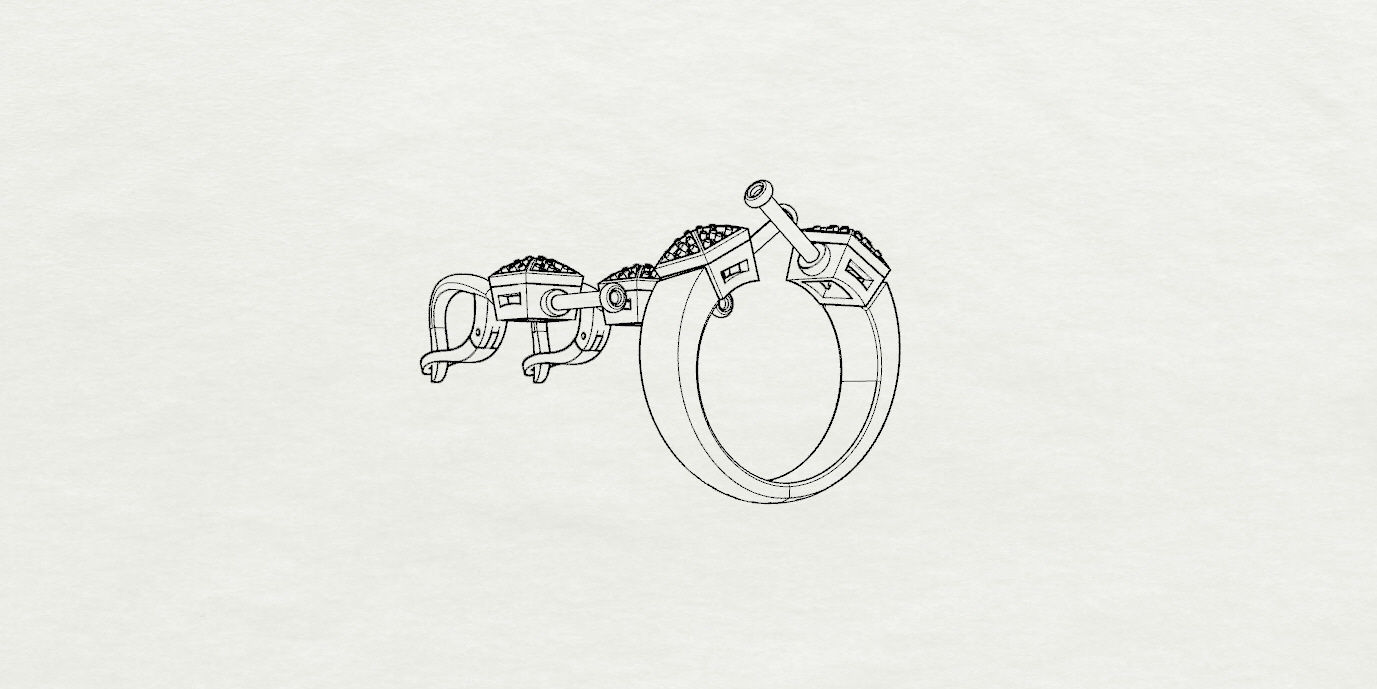 Ring and Earrings  3D print model_19