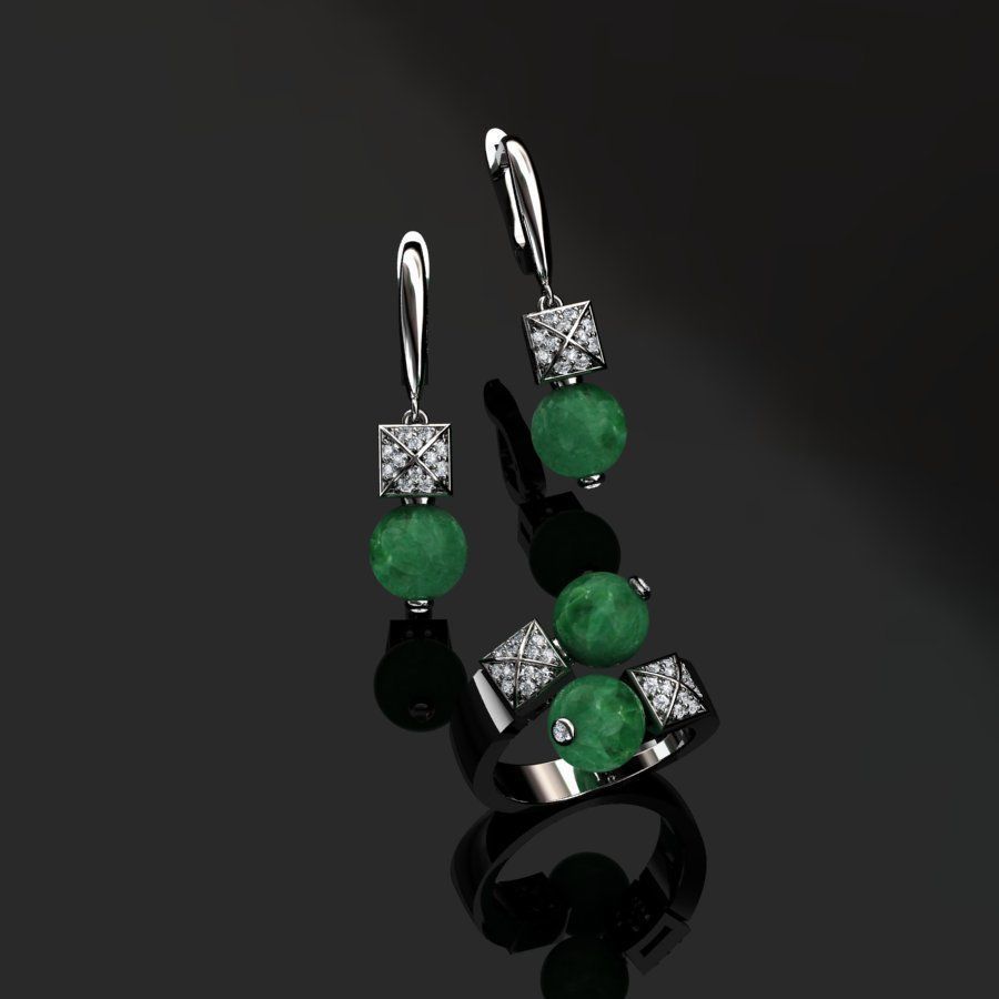 Ring and Earrings  3D print model_3