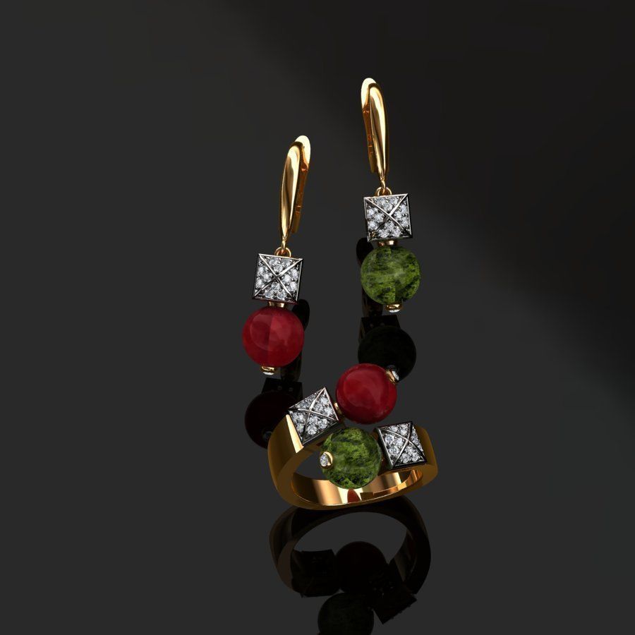 Ring and Earrings  3D print model_2