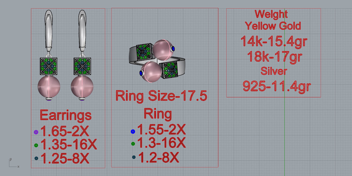 Ring and Earrings  3D print model_12