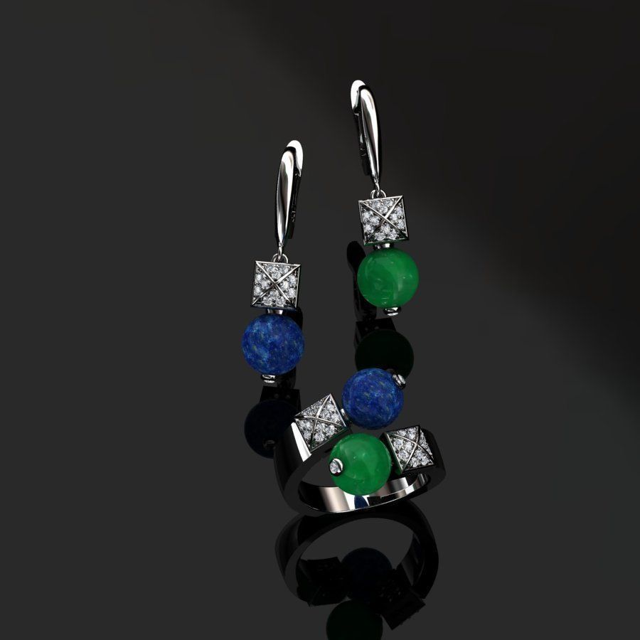 Ring and Earrings  3D print model_11