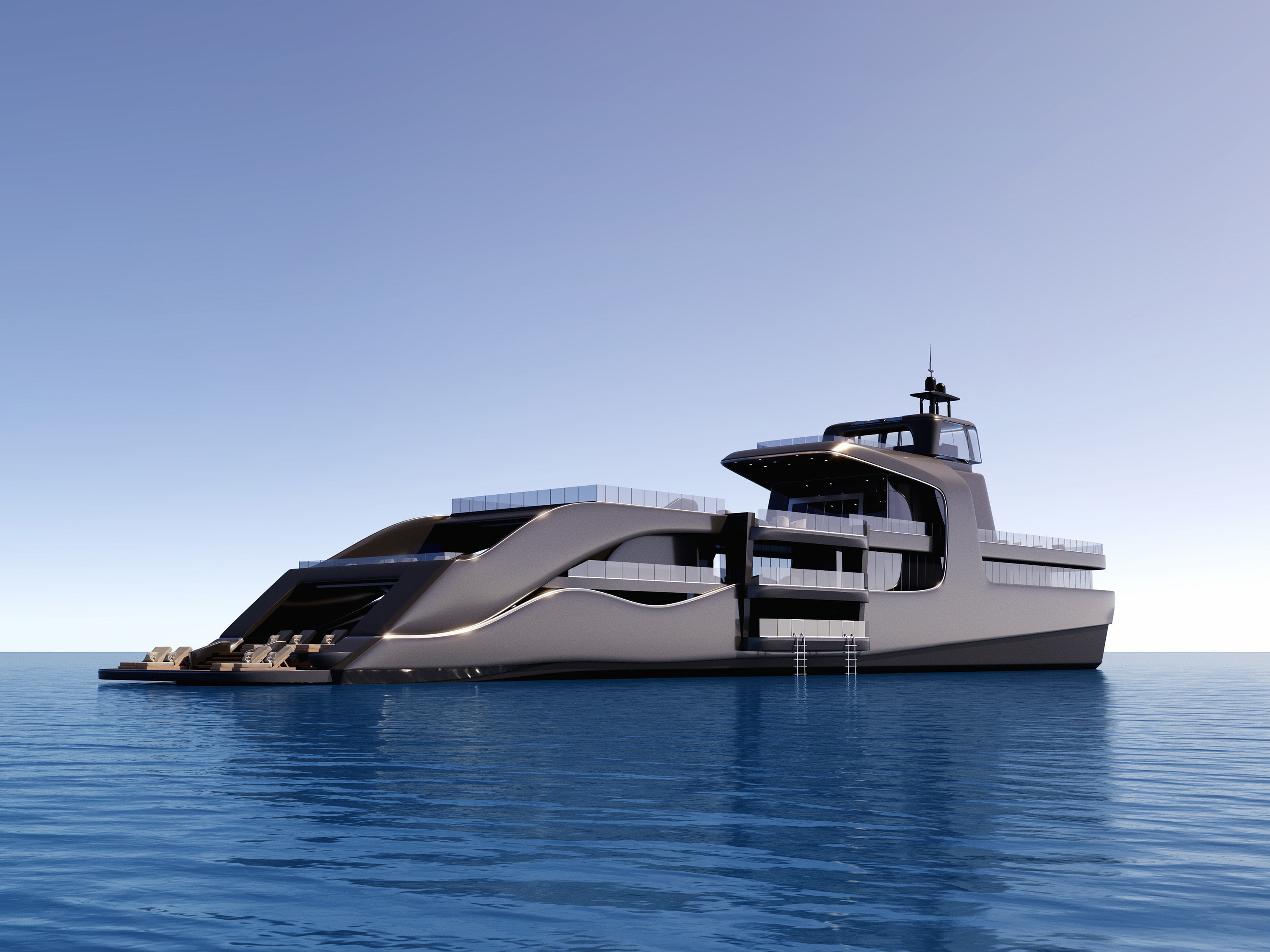 Modern luxury yacht 3D model_3