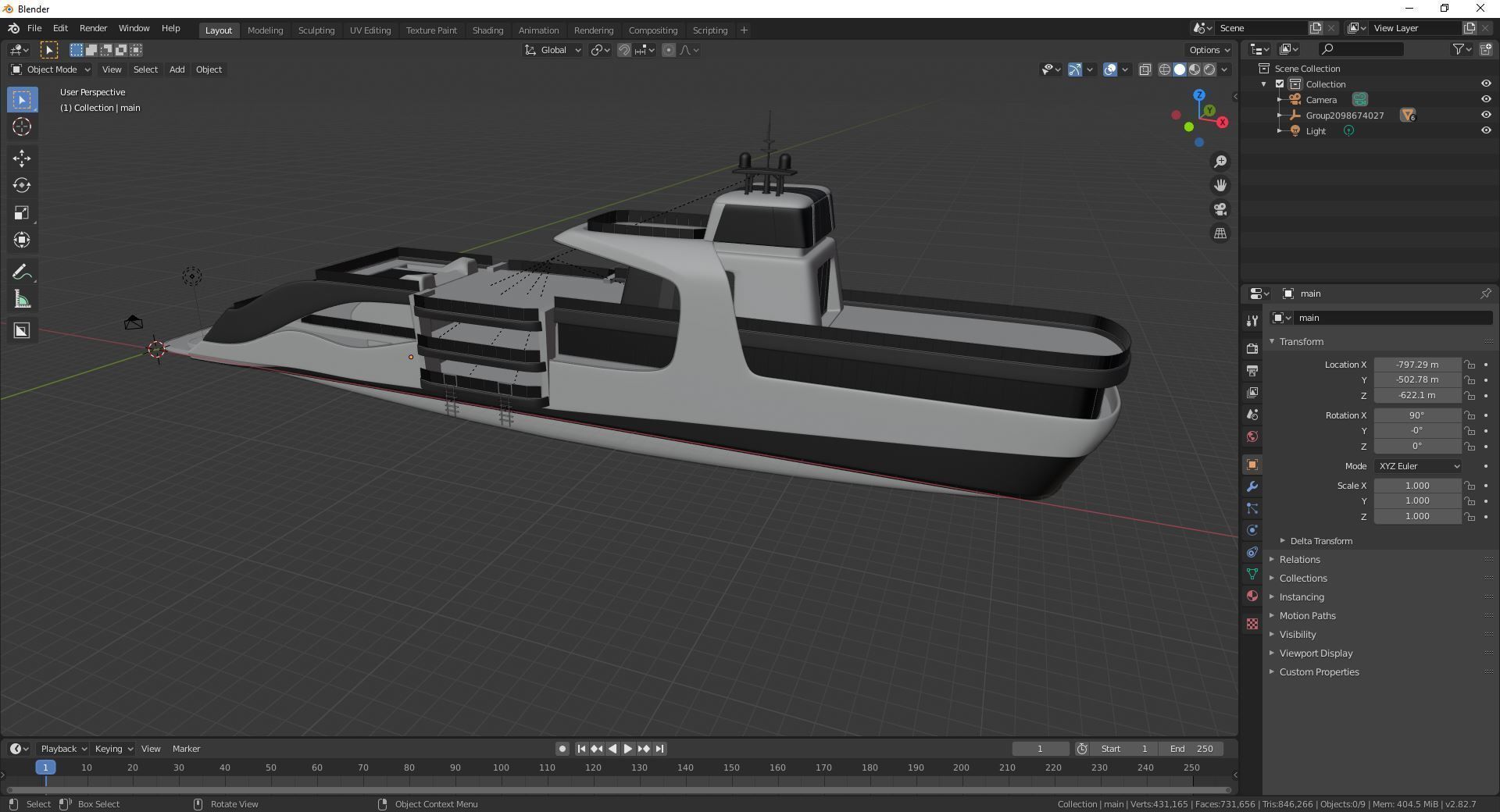 Modern luxury yacht 3D model_14