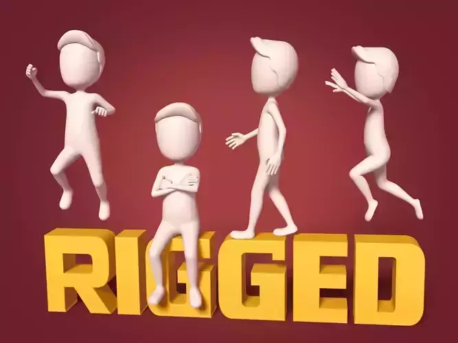  Stickman -- Cartoon Man with High Quality IK and FK Rig Low-poly 3D model